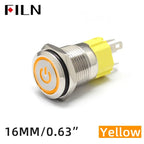 FILN 16mm 19mm 22mm Stainless Steel Waterproof LED Indicator Metal Push Button  Switch Power Symbol   Start Stop Power on Off