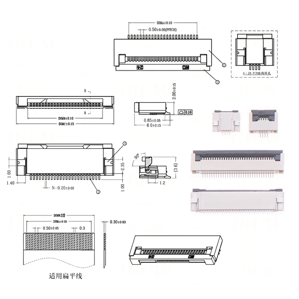 10pcs/lot 4P-40P 4P 6P 8P 10P 12P FPC FFC For Flat Cable Connector 0.5mm 1mm Pitch Under Clamshell Socket 14P 16P 20P 22P 24P 40