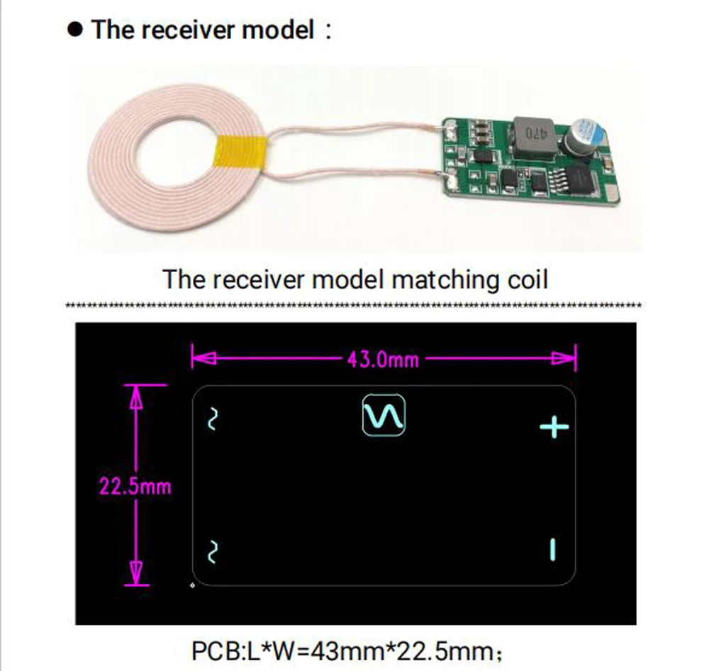 30W 2.5A Wireless Power Supply Module Robot Wireless Charging Dc 12V 24V Coil Charge Transmitter + Receiver