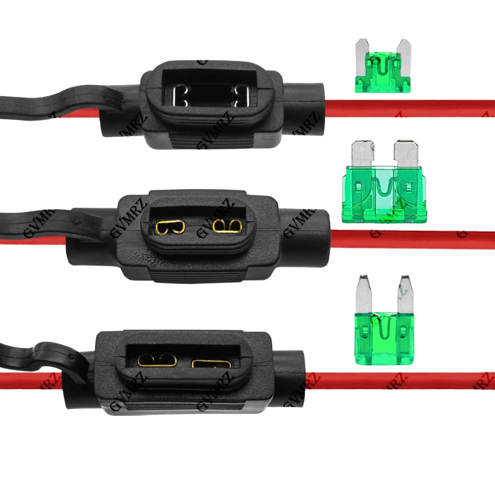 1Set 1A-40A Waterproof 32V Mini/Small/Medium Auto Fuse Holder 18/16/14/12/10AWG With Car Blade Fuse 3A 5A 7.5A 10A 15A 20A