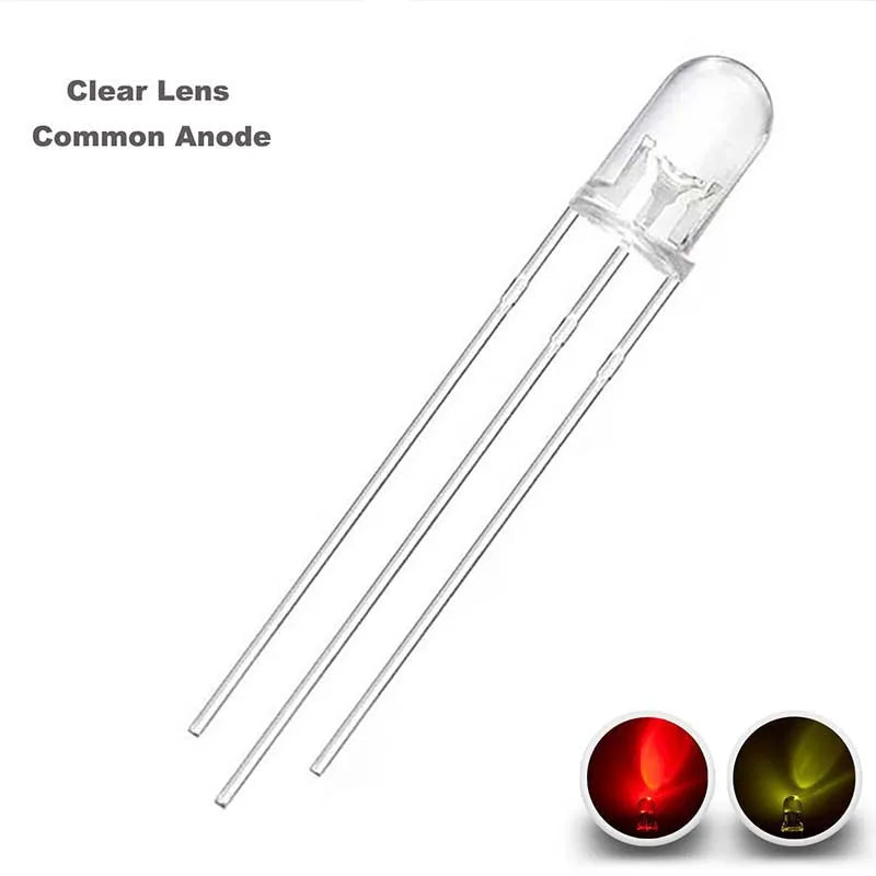 100 Pcs 5mm Led Diode Bicolor Two Color Red Green Blue Commmon Anode Cathode 2V 3V 20mA F5 Light Emitting Lamp Blub For DIY PCB