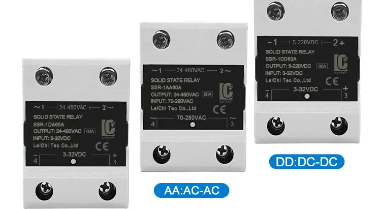 LCTC Solid State Relay DC TO AC AC To AC DC To DC Single Phase SSR 10A 25A 40A 60A 80A 100A 120A 200A 240A Zero-crossing Relay