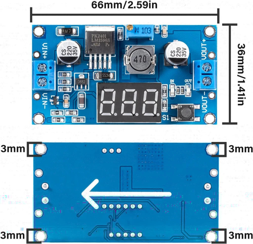 LM2596 DC DC Step Down Converter Voltage Regulator LED Display Voltmeter 4.0~40 to 1.25-37V Buck Adapter Adjustable Power Supply