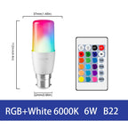 1-10PCS LED Intelligent RGBW Bulb GU10 E27 E14 24 Key Infrared Remote Control AC110V 230V 6W 10W Color Plus White Light Dimming