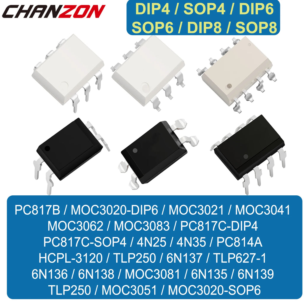 Pc817 Pc817B Pc817C 6N137 Tlp250 Tlp627 4N35 4N25 6N136 6N138 Moc3041 Moc3020 Moc3021 Hcpl3120 Moc3083 Hcpl 3120 817 Optocoupler
