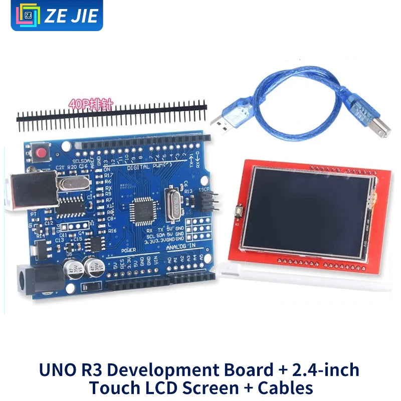 UNO R3 Development Board Kit, Improved Version ATmega328P MCU Module, Compatible with Arduino Nano