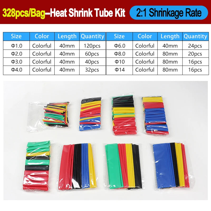 2:1/ 3:1/4:1 Heat Shrink Tube Set 73~900pcs Shrinkage Tubing Kit Cable Repair Protecter Wire Insulation Thermoresistant Sleeving