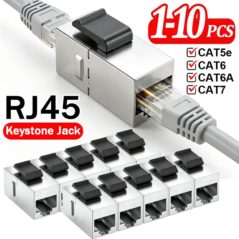 CAT7 CAT6A Cat6/5e Keystone Jack Coupler 10Gbps High-Speed Shielded Ethernet Coupler RJ45 Female To Female Keystone Jack Insert