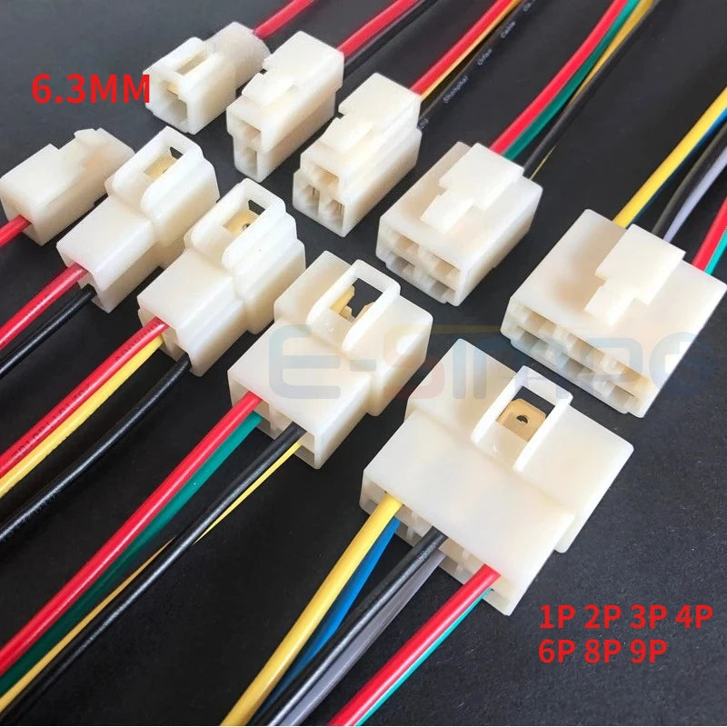 6.3mm Sedan Cable Connector 1P 2P 3P 4P 6P 8-9P Electric Motorcycle Harness Male and Female Plug Car Butt Joint Wire Length 15CM