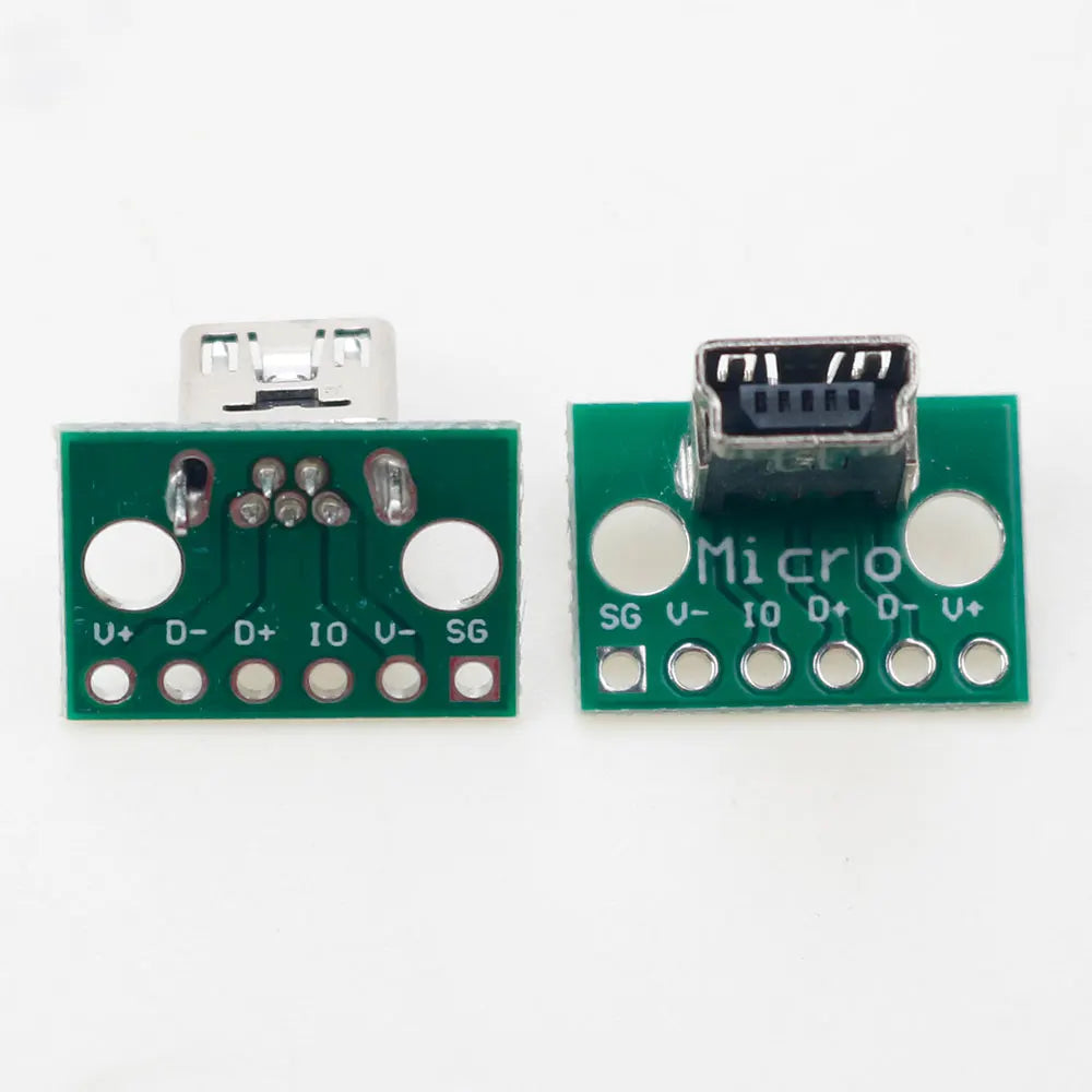 Micro Mini USB Type C 2Pin USB 2.0 3.0 Female Male Connector Data Charging Cable Jack PCB Test Board with Pin Header 90 Degree