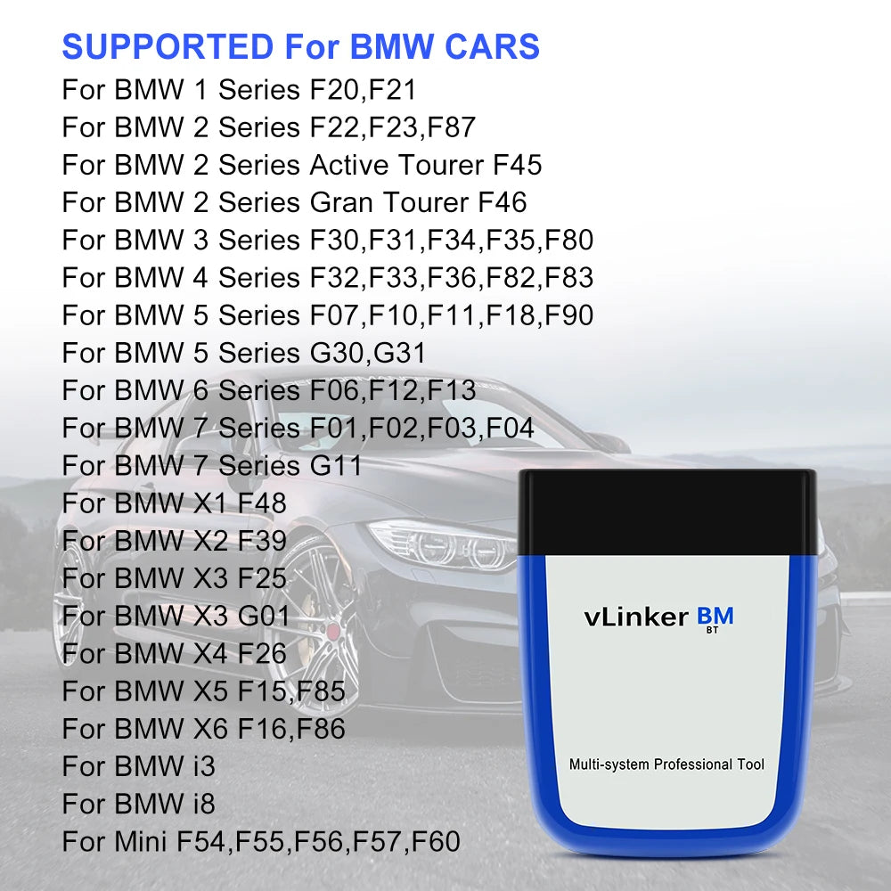 Vgate VLinker BM+ ELM327 BimmerCode Auto Code Reader BLE Diagnostic Tool Car Scanner ELM 327 OBD2 Bluetooth 4.0/3.0 V1.5