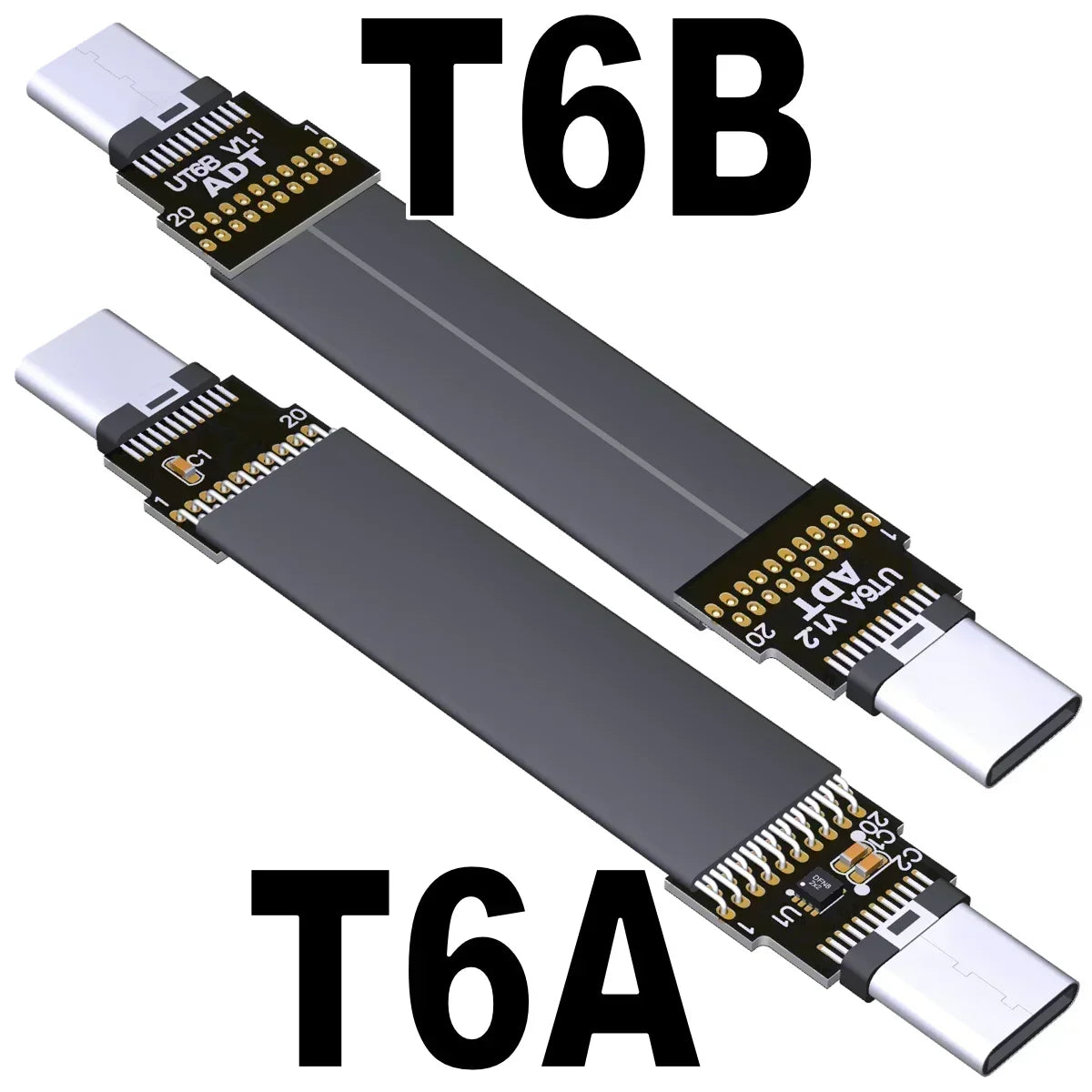 ADT-Link USB 3.2 Type-C to USB-C FFC USB C FPV Flat Slim Thin Ribbon FPC Cable Gen2x2 20Gbps 90°Adapter for Data Sync&Charging