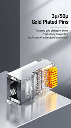 AMPCOM Pass Through STP RJ45 Connectors, CAT6 CAT5E Shielded 3/50μ Gold-Plated 8P8C Modular Plugs Crimp End for Ethernet Cable