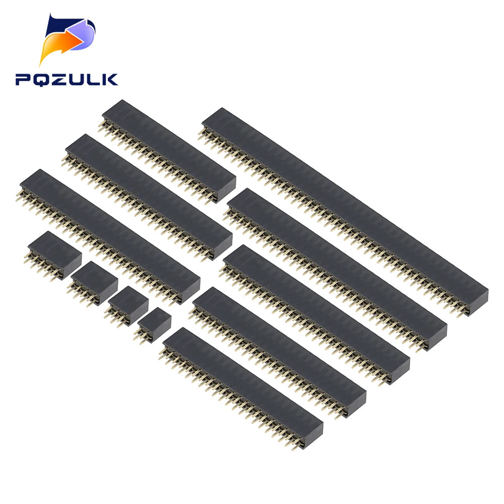 10PCS 2.54mm Double Row Female 2~40P Breakaway PCB Board Pin Header Socket Connector Pinheader 2*2/3/4/6/10/12/16/20/40Pin