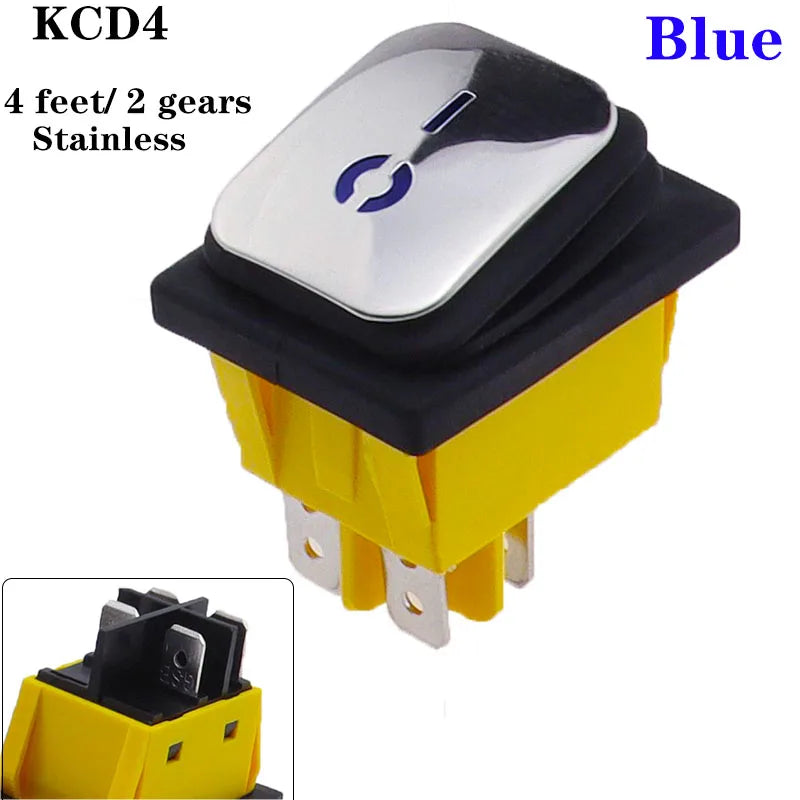 KCD4 on off 30A/250V Heavy Duty 4 pin DPST IP67 Sealed Waterproof T85 Auto Boat Marine Toggle Rocker Switch with LED 12V 220V 30