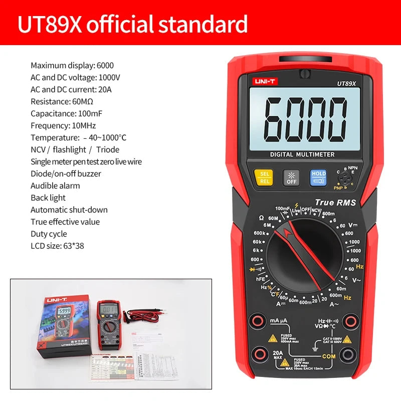 UNI-T Multimeter Professional UT890C UT890D+ UT89X UT89XD UT89XE UT60S UT60BT UT61B+ UT61D+ UT61E Plus Electrical Multi Meter
