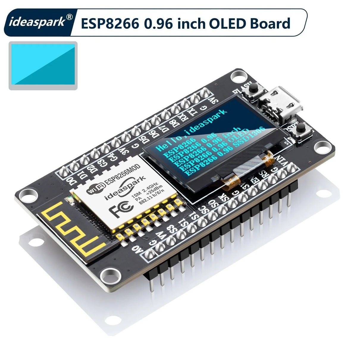 NodeMCU ESP8266 Development Board with 0.96‘’ OLED Display,CH-340,ESP-12E WiFi Module,Micro USB for Arduino/Micropython ESP8266