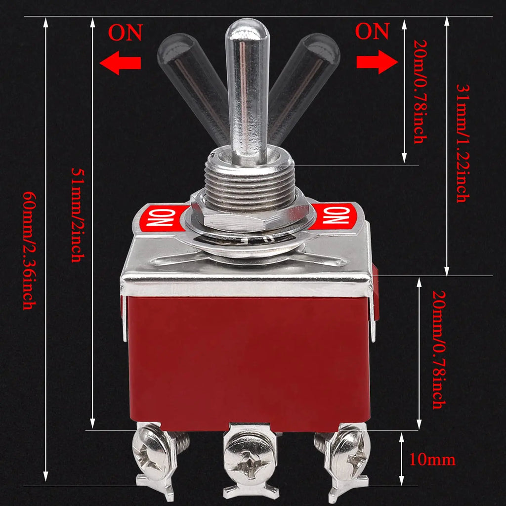 5pcs Momentary Toggle Switch DPDT (ON)-Off-(ON) 6 Terminal 3 Pin Toggle Switches 12V Heavy Duty Rocker Toggle Switch waterproof