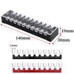 1pcs 25A 600V Dual Row Strip Electrical Screw Terminal Block Fence Screw Ribbon Wire Connector 3/4/5/6/8/10/12 Position