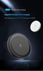 15W Ultra Thin Wireless Charger, Fast Qi Charging Pad with Compact 6cm Size, Lightweight Portable Design for Desk Bedroom Trave