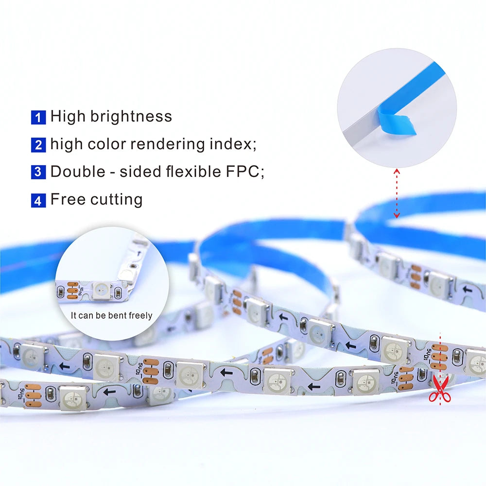 S Shaped LED Lights 5V/12V SMD5050 Addressable RGB Pixel WS2812B/WS2815 Character LED Strip Light for Light Boxes Signboards LED