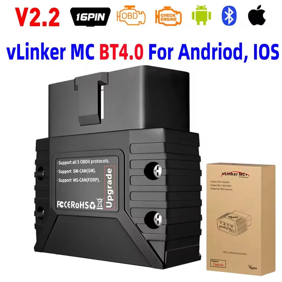 Vgate VLinker MC+ MC V2.2 Bluetooth 4.0 BT3.0 OBD Scanner Car Diagnostic Tools For IOS Android Scanner Auto Tool PK V1.5 ELM327