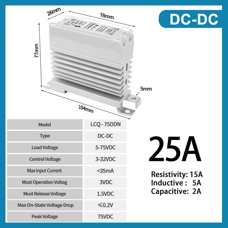 LCTC Solid State Relay DIN Installation DC-AC AC-AC DC-DC Single-Phase Relay With Radiator 10a15a25a40a SSR