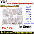 (50-4000pcs) 100% New 0402 0603 0805 1206 1210 2010 2512 SMD Resistor Assorted Kit 1K 1R 0R-910R 1K-910K 1M-10M Resistance 1% 5%
