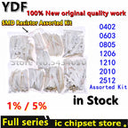 (50-4000pcs) 100% New 0402 0603 0805 1206 1210 2010 2512 SMD Resistor Assorted Kit 1K 1R 0R-910R 1K-910K 1M-10M Resistance 1% 5%