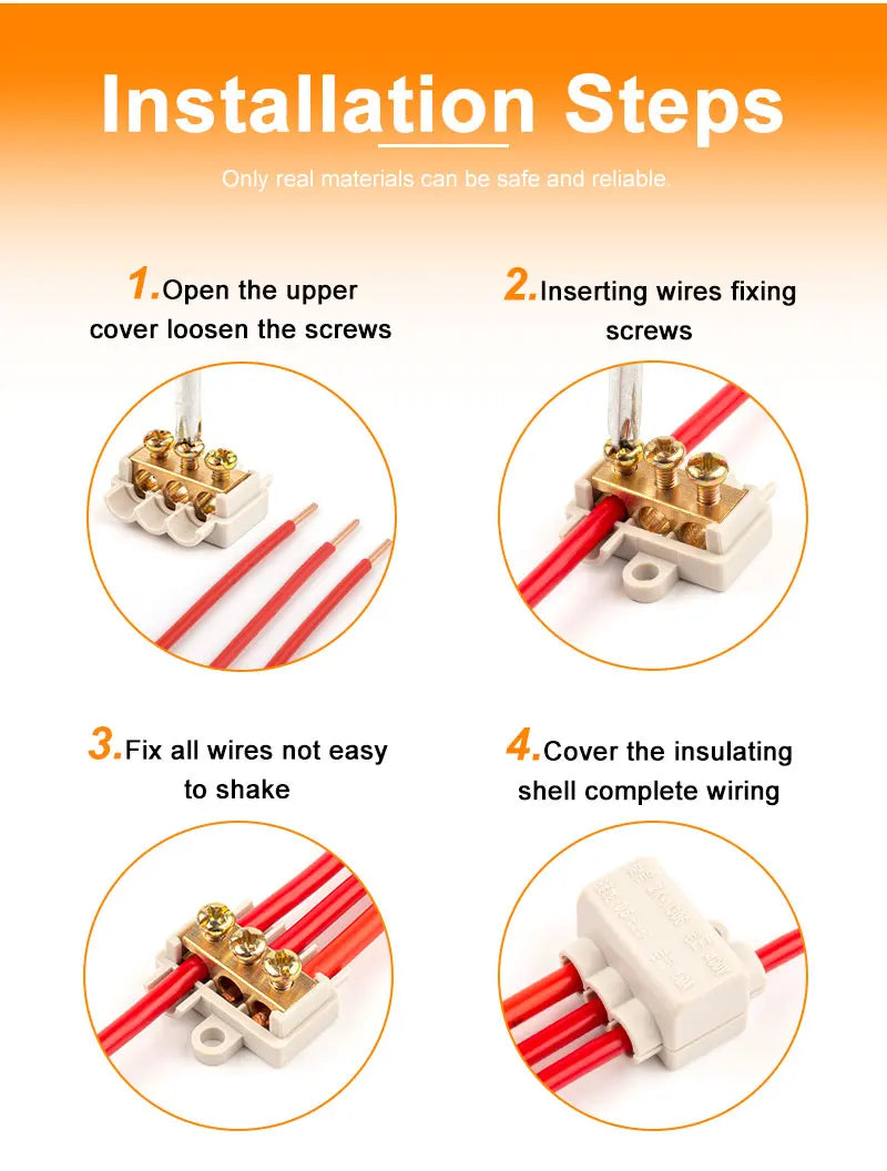 High Power 1 in Multiple out Cable Splicing 60A/400V 1-6mm2 Wire Connector Screw Wiring Terminal Block 80A/1000V 2.5-16mm2