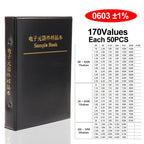 Resistor Kit 1% FR-07 170 Values SMD Book Resistor Assortment Kit 0201 0402 0603 0805 1206  0R-10M Smd DIY Sample Book