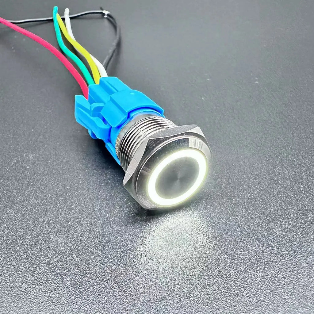 12/16/19/22MM Waterproof Metal Push Button Switch LED Light Momentary Latching Car Engine Power Switch  5V 12V 24V 220V Red Blue
