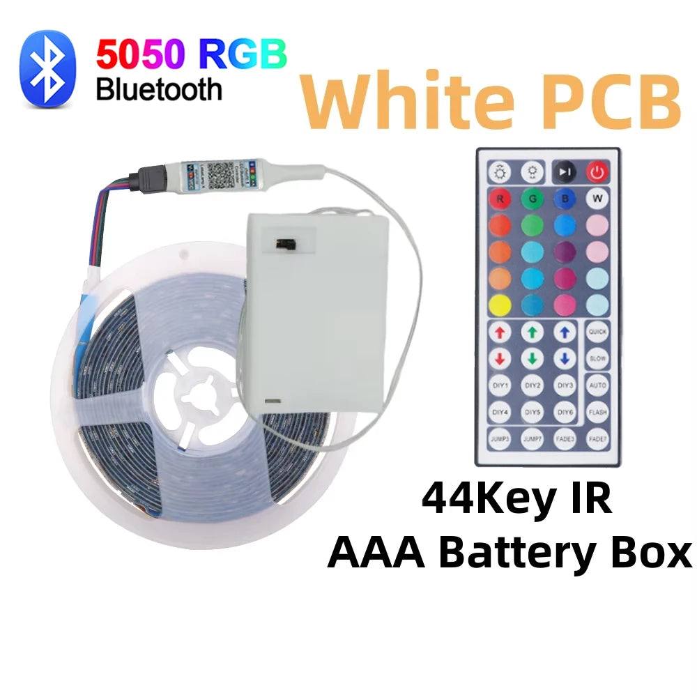5V LED Strip Lights RGB 5050 3AA Battery Powered Flexible LED Light Strip with Remote Control for TV Backlight Bars Cabinets