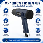 2000W Heat Gun Professional Hot Air Gun Adjustable Temperature 60-600 D 4 Nozzles for DIY Stripping Paint Shrinking PVC and Home