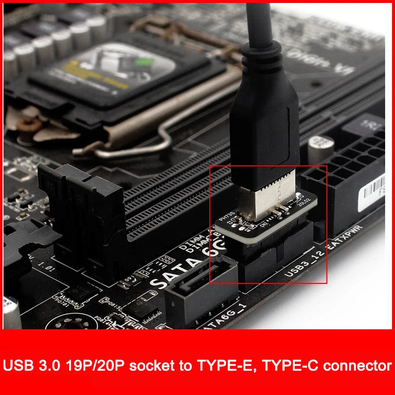 1pcs USB 3.0 20Pin/19P Internal Header to Type E Adapter Connector USB 3.1 20 Pin Converter for Type C Front Panel Motherboard