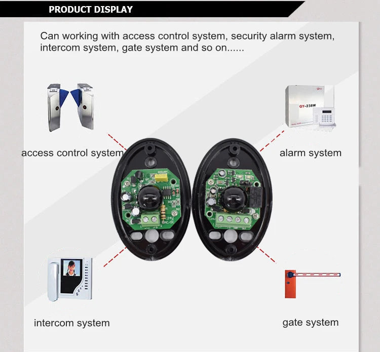 Universal Waterproof Infrared Photocells Single Beam Sensor Detector 12V-24V AC DC Security Auto Gate Barrier Access Control