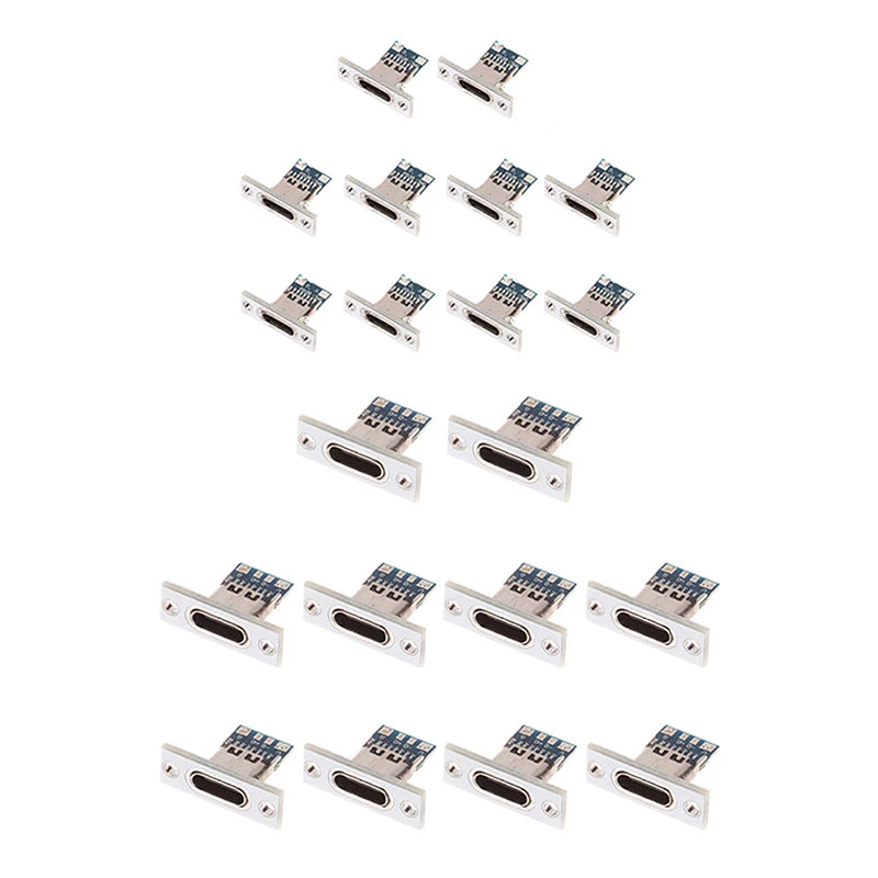 10pcs USB 3.1 Type C Socket With Screw Fixing Plate Type-C USB Jack 3.1 Type-C 2Pin 4Pin Female Connector Jack Charging Port