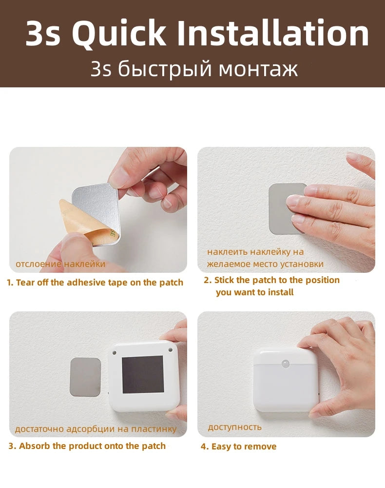Motion Sensor Led Light Usb Charging Square Lamp for Bedroom Kitchen Stair Hallway Wardrobe Cupboard Lighting