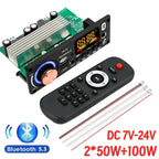 200W DIY Home Digital Amplifier MP3 Decoder Board 100W Audio Power Bluetooth 5.3 FM For Music Subwoofer Speakers Volume Control