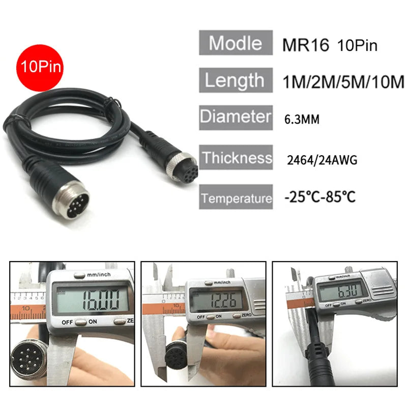 M16 2pin 3p 4p 5p 6p 7p 8p 9p 10Pin GX16 6pin Male to Female Aviation Video Extension Connect Cable 1M-10M for Car Camera System