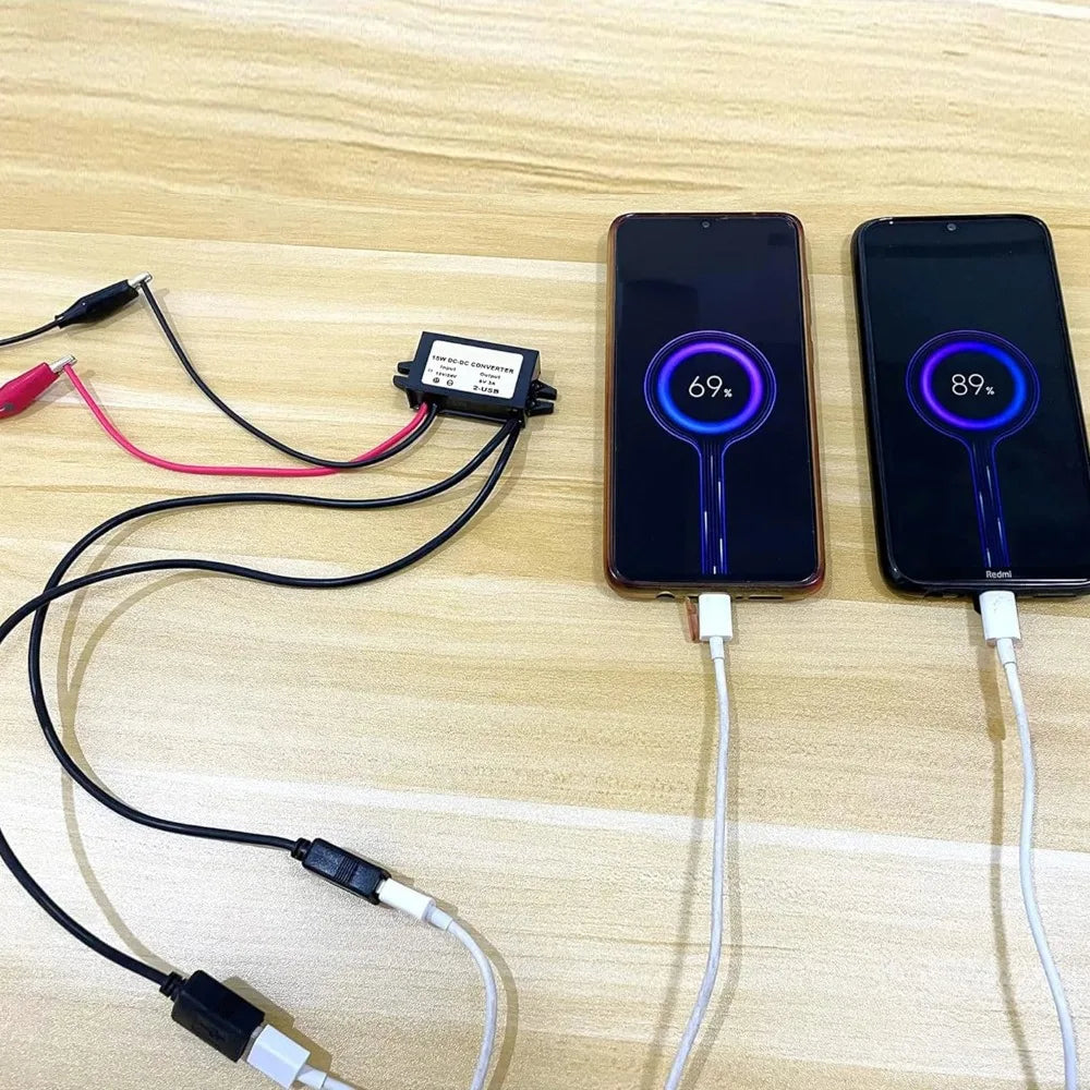12V to 5V 3A Converter DC-DC Step Down Module Power Adapter USB-A Female/Type C/dual USB/open Wire Connector Low Heat Waterproof