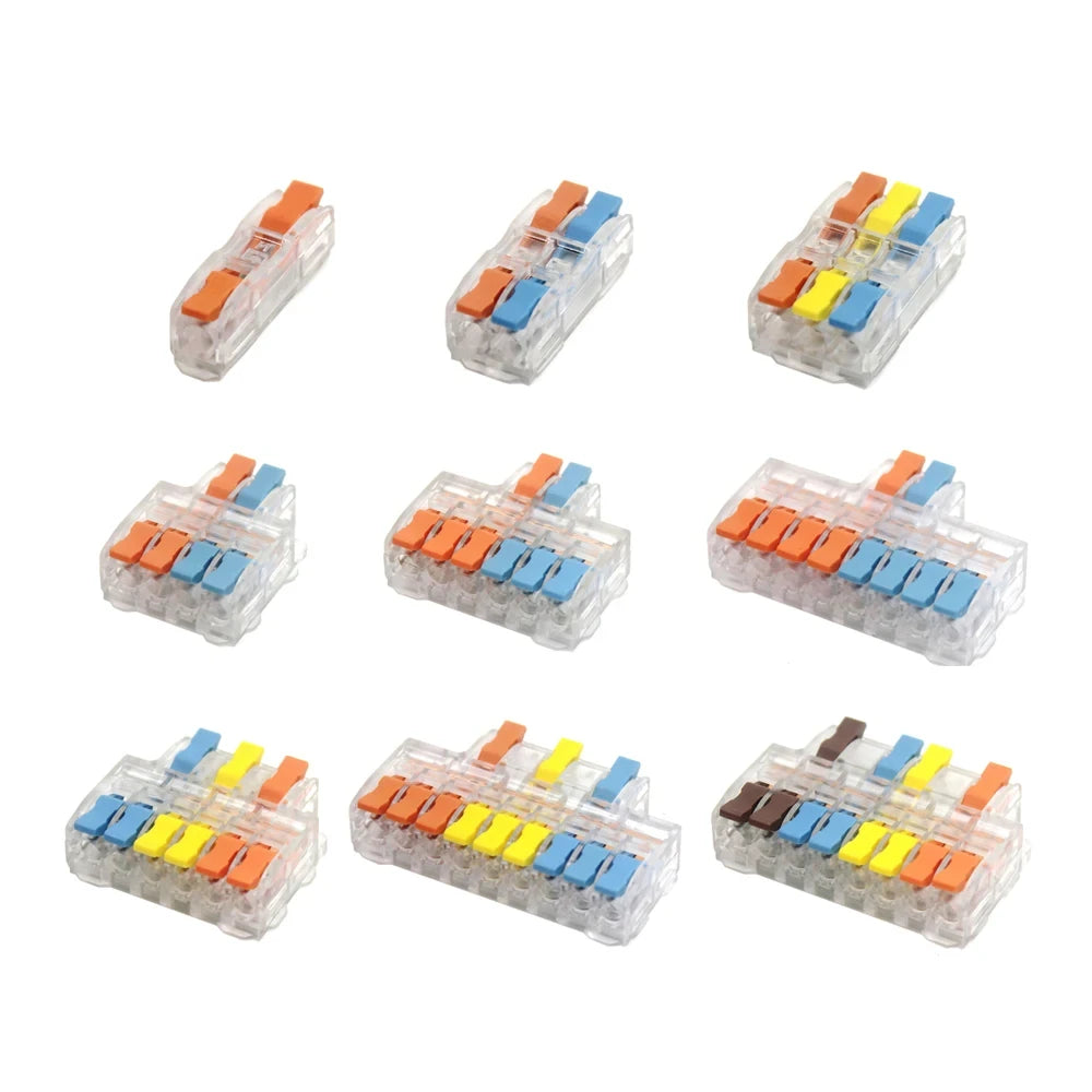 Mini Fast Wire Connectors Universal Compact Lever Nut Crimp Splitter Push-in Electrical Conductors Home Wiring Terminal Block