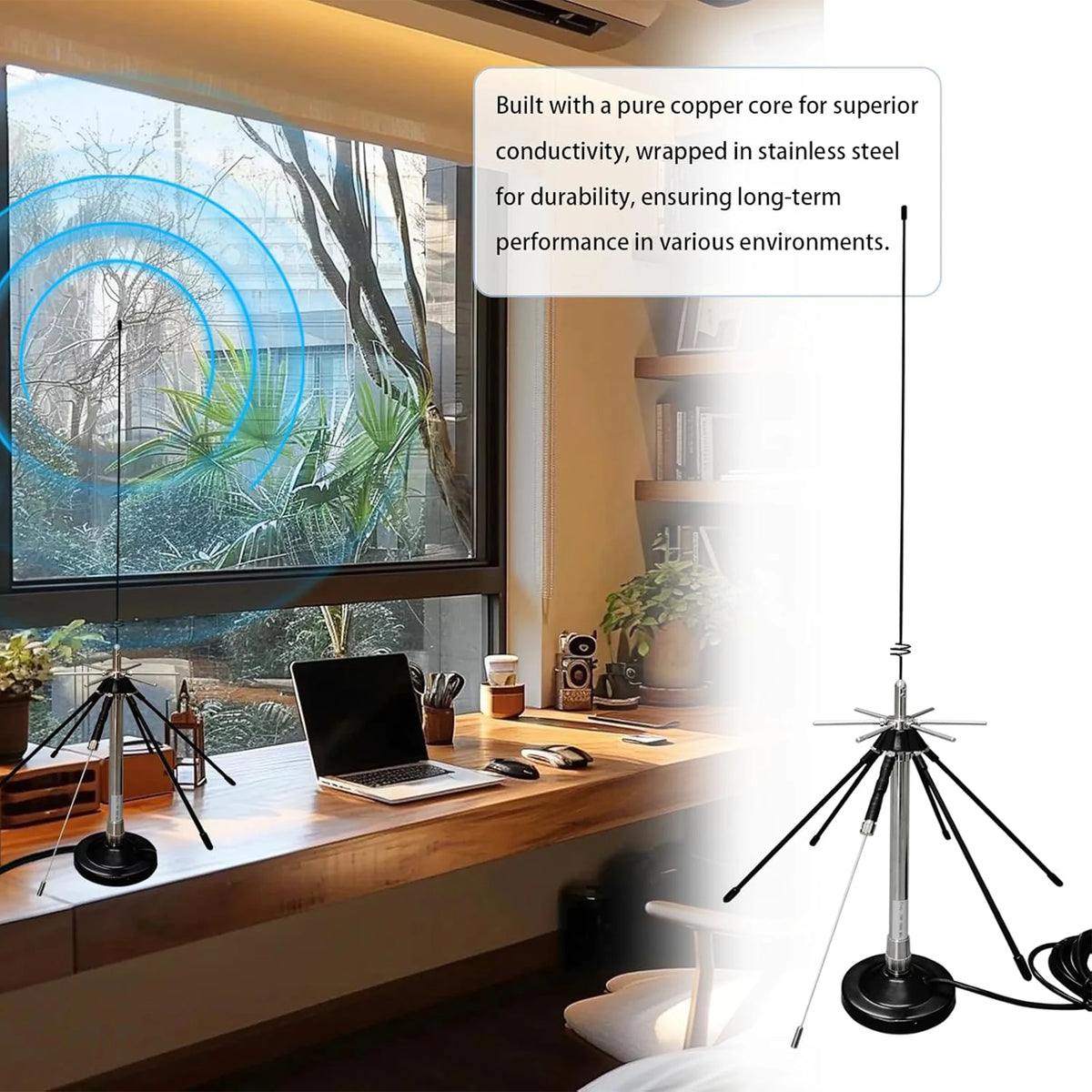 Magnetic Desktop Discone Antenna 100-1600MHz 5m Cable UHF SMA BNC Mount for Police Scanner GMRS 2m 70cm Mobile VHF UHF Lora ADSB