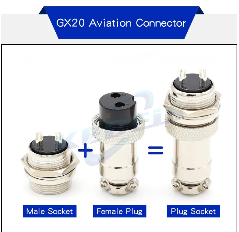 1set GX20 aviation plug and socket connector GX20-2/3/4/5/6/7/8/9/10/12 core connector connector 20mm