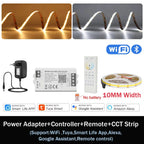 1-10M CCT 2700K-6500K Dimmable LED Strip 5mm 10mm COB LED Strip Light CCT Strip Tuya WiFi Controller Linear LED Tape With Dimmer