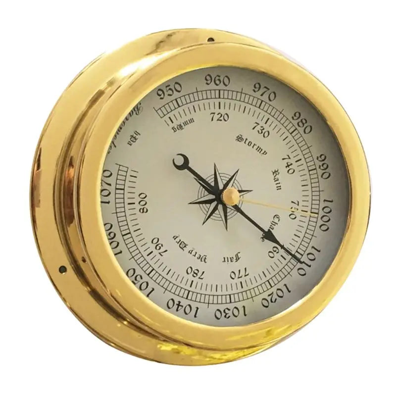 367D 4 Pcs Boat Barometer Clock Thermometer Hygrometer Weather Station Set Wall Mounting Type Brass for Case for Shell Lightw