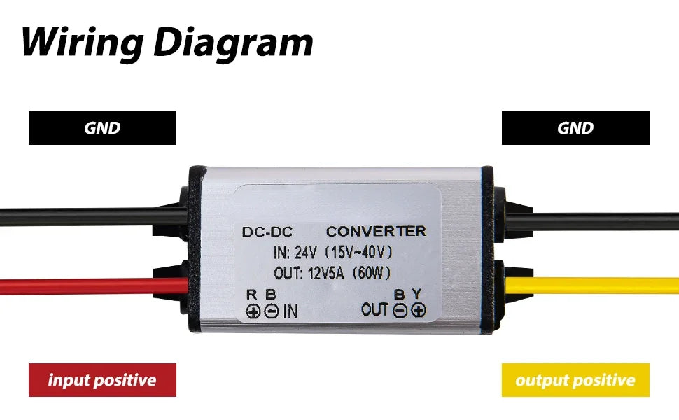 DC 24v to 12v 1A-5A Reducer Regulator Step Down Converter Power Supply Adapter for Solar System Auto Car Truck Vehicle Boat