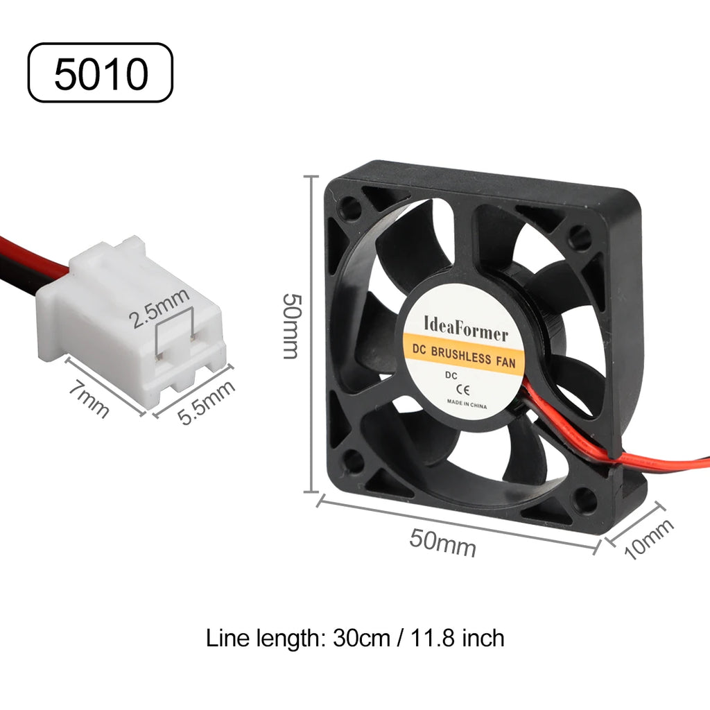 DC Cooling Fan 5V 12V 24V 3010/4010/5015/5010 Dupont Wire Cooler 5015 Turbo Blower Radiator Fans for 3D Printer Cooling
