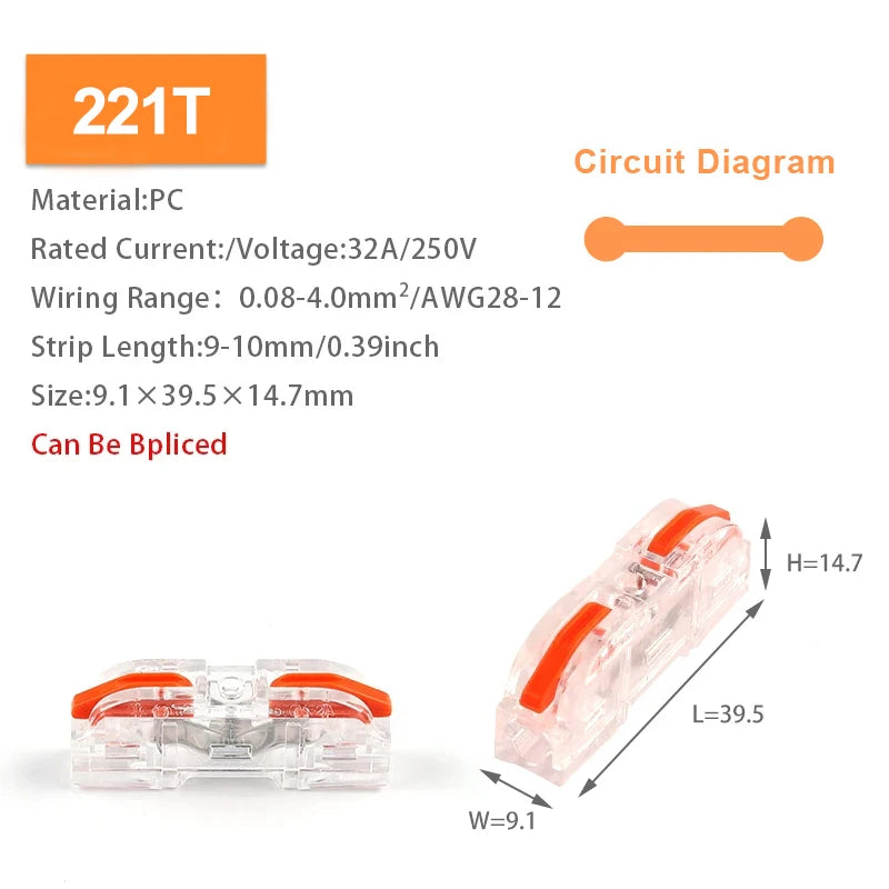 25PCS Universal Compact Wire Connector Push-in Lever Spring Splice Terminal Block For Home Electrical Led Lighting Wiring