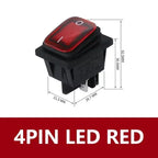 2Pcs KCD4 IP67 Waterproof 4Pin Rocker Switch Auto Boat Marine DPDT 12V/220V Heavy Duty Push Button Switch with LED Light